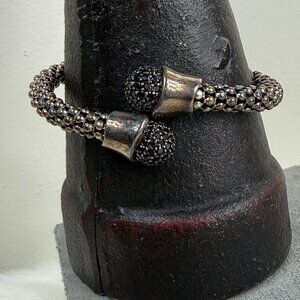 Michael Dawkins Black Spinel Flex Coil Bracelet Sterling Silver